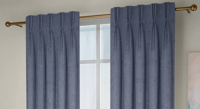Amber Blackout Window Curtains - Set Of 2 (Blue, 71 x 152 cm (28"x60") Curtain Size, American Pleat) by Urban Ladder - Front View Design 1 - 330794