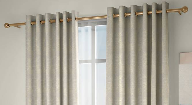 Abetti Window Curtains - Set Of 2 (Cream, 132 x 152 cm  (52" x 60") Curtain Size, Eyelet Pleat) by Urban Ladder - Front View Design 1 - 330809