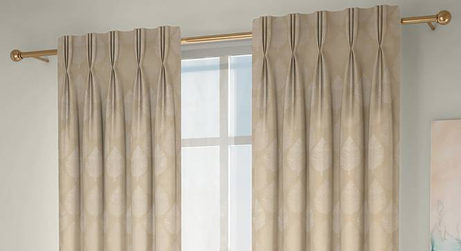 Abetti Window Curtains - Set Of 2 (Cream, 71 x 152 cm (28"x60") Curtain Size, American Pleat) by Urban Ladder - Front View Design 1 - 330812
