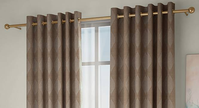 Abetti Window Curtains - Set Of 2 (Brown, 132 x 152 cm  (52" x 60") Curtain Size, Eyelet Pleat) by Urban Ladder - Front View Design 1 - 330815