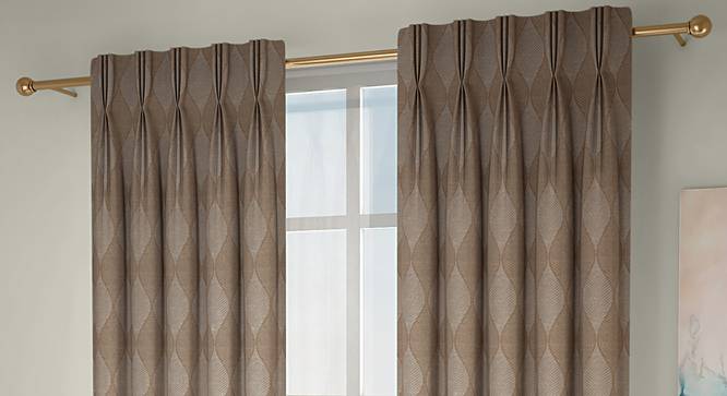 Abetti Window Curtains - Set Of 2 (Brown, 71 x 152 cm (28"x60") Curtain Size, American Pleat) by Urban Ladder - Front View Design 1 - 330818