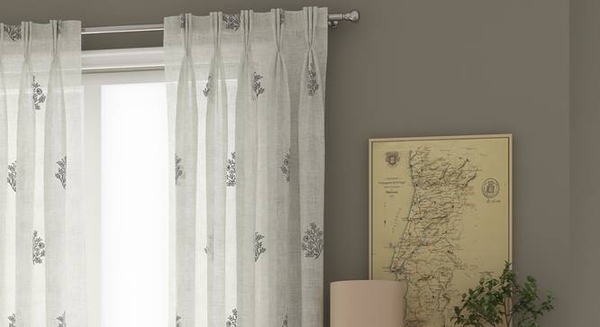 Jaisalmer Sheer Door Curtains - Set Of 2 (Charcoal, 112 x 213 cm  (44" x 84") Curtain Size) by Urban Ladder - Front View Design 1 - 330825
