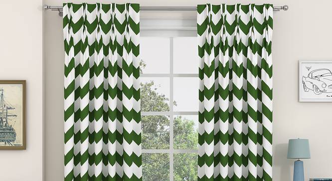 Chevron Door Curtains - Set Of 2 (Green, 112 x 213 cm  (44" x 84") Curtain Size) by Urban Ladder - Front View Design 1 - 330834