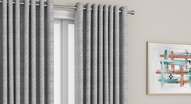 Bark Window Curtains - Set Of 2 (Grey, 132 x 152 cm  (52" x 60") Curtain Size, Eyelet Pleat) by Urban Ladder - Front View Design 1 - 330867
