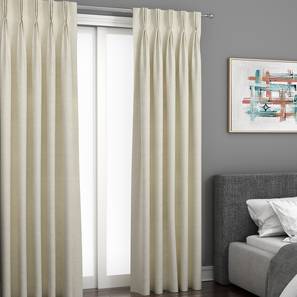 Window Curtains Design Bark Window Curtains - Set Of 2 (Cream, 132 x 152 cm  (52" x 60") Curtain Size, Eyelet Pleat)