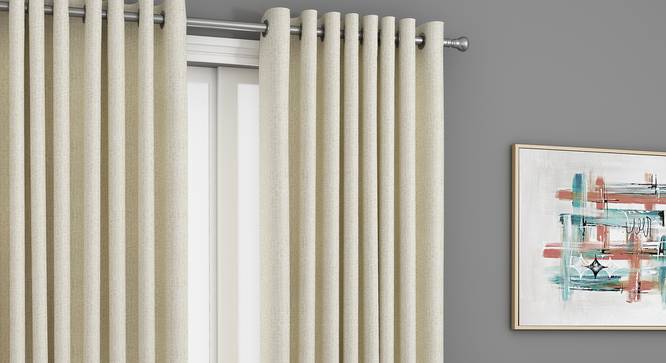 Bark Window Curtains - Set Of 2 (Cream, 71 x 152 cm (28"x60") Curtain Size, American Pleat) by Urban Ladder - Front View Design 1 - 330876