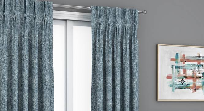 Bark Window Curtains - Set Of 2 (Blue, 132 x 152 cm  (52" x 60") Curtain Size, Eyelet Pleat) by Urban Ladder - Front View Design 1 - 330879