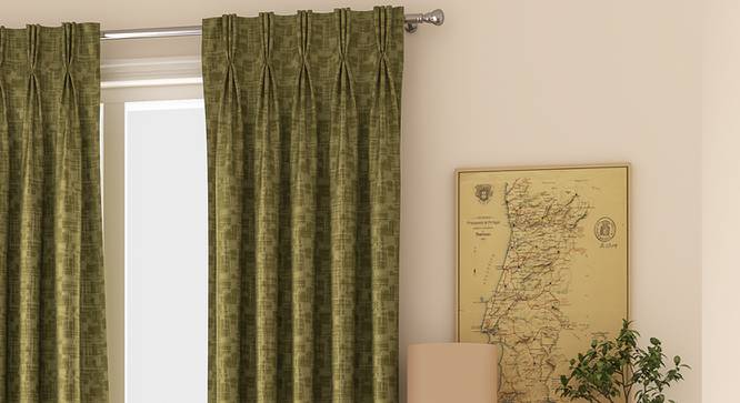 Arezzo Window Curtains - Set Of 2 (71 x 152 cm (28"x60") Curtain Size, SEAWEED, American Pleat) by Urban Ladder - Front View Design 1 - 330885