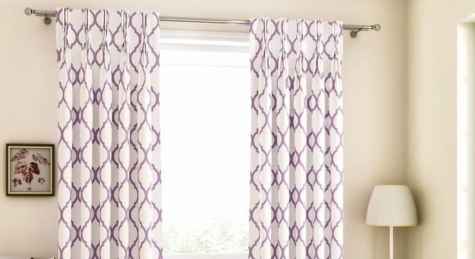 Taj Window Curtains - Set Of 2 (Purple, 71 x 152 cm (28"x60") Curtain Size, American Pleat) by Urban Ladder - Front View Design 1 - 330901