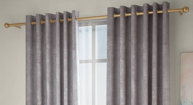 Simone Window Curtains - Set Of 2 (Grey, 132 x 152 cm  (52" x 60") Curtain Size, Eyelet Pleat) by Urban Ladder - Front View Design 1 - 330912