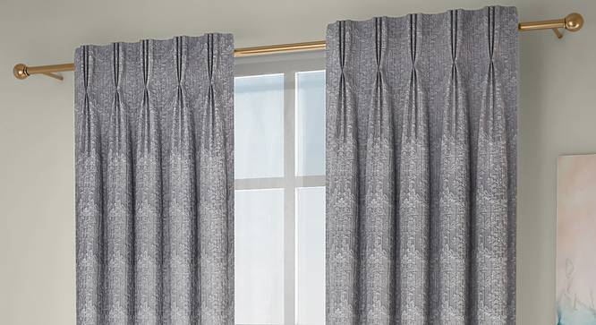 Pulse Window Curtains - Set Of 2 (Grey, 71 x 152 cm (28"x60") Curtain Size, American Pleat) by Urban Ladder - Front View Design 1 - 330942