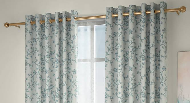 Pazaz Window Curtains - Set Of 2 (Turquoise, 132 x 152 cm  (52" x 60") Curtain Size, Eyelet Pleat) by Urban Ladder - Front View Design 1 - 330954