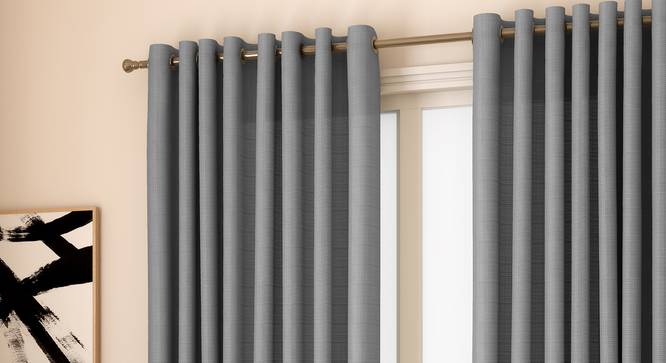 Milano Window Curtains - Set Of 2 (Grey, 132 x 152 cm  (52" x 60") Curtain Size, Eyelet Pleat) by Urban Ladder - Front View Design 1 - 330960