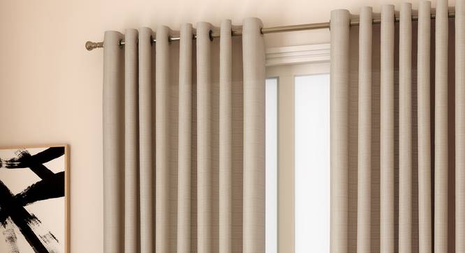 Milano Window Curtains - Set Of 2 (Beige, 132 x 152 cm  (52" x 60") Curtain Size, Eyelet Pleat) by Urban Ladder - Front View Design 1 - 330966
