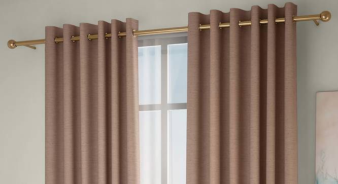 Tonino Window Curtains - Set Of 2 (Brown, 132 x 152 cm  (52" x 60") Curtain Size, Eyelet Pleat) by Urban Ladder - Front View Design 1 - 330969