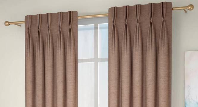 Tonino Window Curtains - Set Of 2 (Brown, 71 x 152 cm (28"x60") Curtain Size, American Pleat) by Urban Ladder - Front View Design 1 - 330972