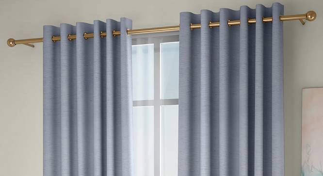 Tonino Window Curtains - Set Of 2 (Blue, 132 x 152 cm  (52" x 60") Curtain Size, Eyelet Pleat) by Urban Ladder - Front View Design 1 - 330975