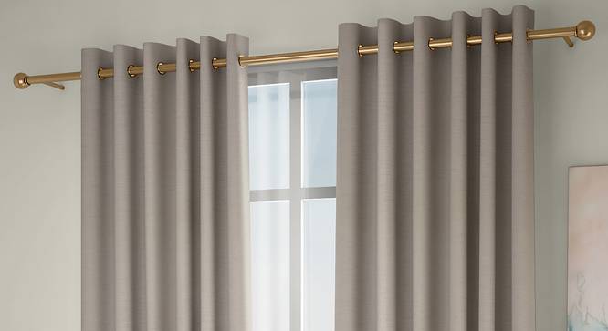 Tonino Window Curtains - Set Of 2 (Beige, 132 x 152 cm  (52" x 60") Curtain Size, Eyelet Pleat) by Urban Ladder - Front View Design 1 - 330981