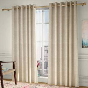 Curtains Sale Design Pazaz Door Curtains - Set Of 2 (Cream, 132 x 274 cm  (52"x108") Curtain Size, Eyelet Pleat)