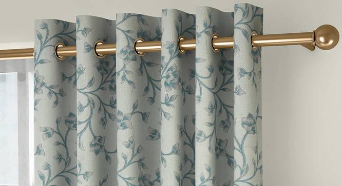 Pazaz Door Curtains - Set Of 2 (Turquoise, 132 x 274 cm  (52"x108") Curtain Size, Eyelet Pleat) by Urban Ladder - Front View Design 1 - 331013