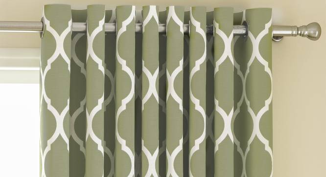 Taj Door Curtains - Set Of 2 (132 x 274 cm  (52"x108") Curtain Size, Light Green, Eyelet Pleat) by Urban Ladder - Front View Design 1 - 331036