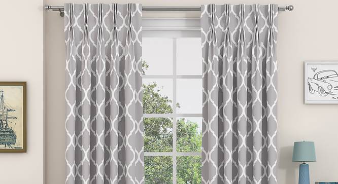 Taj Door Curtains - Set Of 2 (Grey, 71 x 213 cm (28"x84")  Curtain Size, American Pleat) by Urban Ladder - Design 1 Full View - 331059