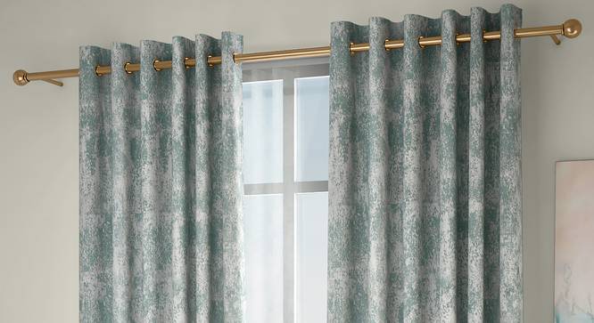 Simone Door Curtains - Set Of 2 (132 x 274 cm  (52"x108") Curtain Size, Bottle Green, Eyelet Pleat) by Urban Ladder - Design 1 Full View - 331083