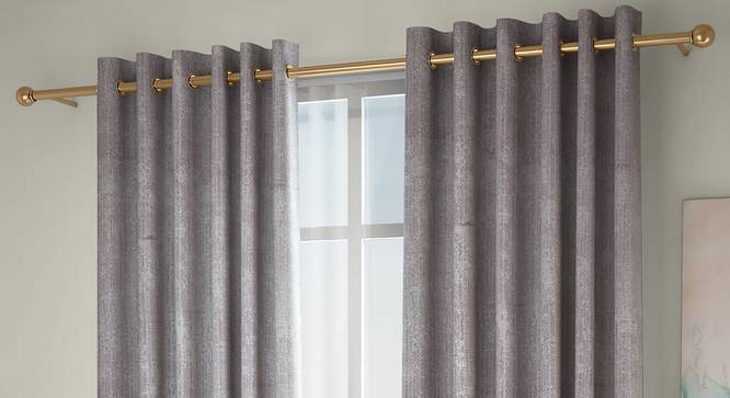 Simone Door Curtains - Set Of 2 (Grey, 132 x 274 cm  (52"x108") Curtain Size, Eyelet Pleat) by Urban Ladder - Design 1 Full View - 331095