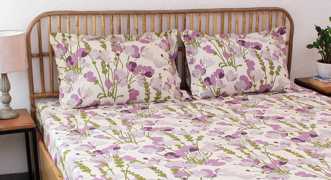 Himalayan Poppies Bedsheet Set (Purple, Double Size) by Urban Ladder - Design 1 Details - 331423