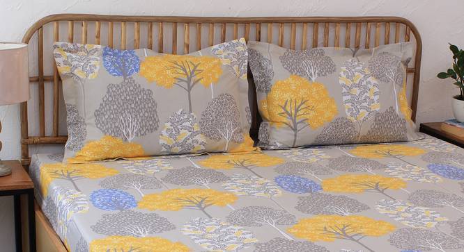 Saptaparni Bedsheet Set (Yellow, Double Size) by Urban Ladder - Design 1 Details - 331446