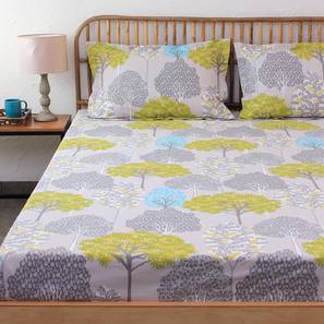 Queen Size Bed Sheets Design Saptaparni Bedsheet Set (Green, Double Size, Regular Bedsheet Type)