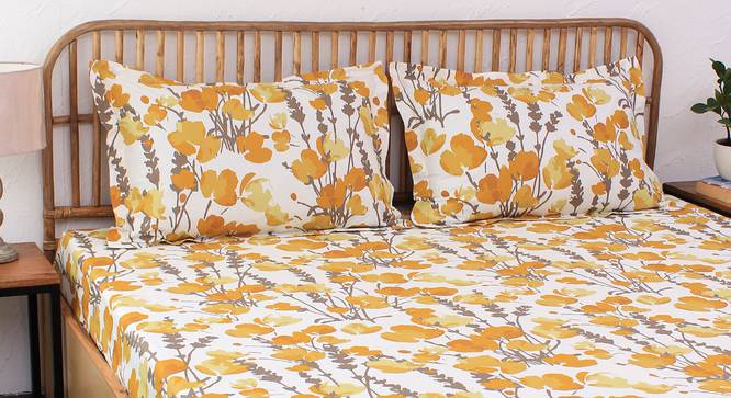 Himalayan Poppies Bedsheet Set (Yellow, Double Size) by Urban Ladder - Design 1 Details - 331507