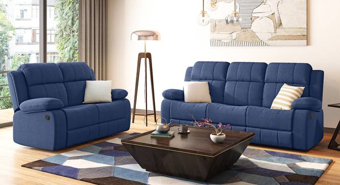 Griffin Recliner (Two Seater, Lapis Blue Fabric) by Urban Ladder - Full View - 332301