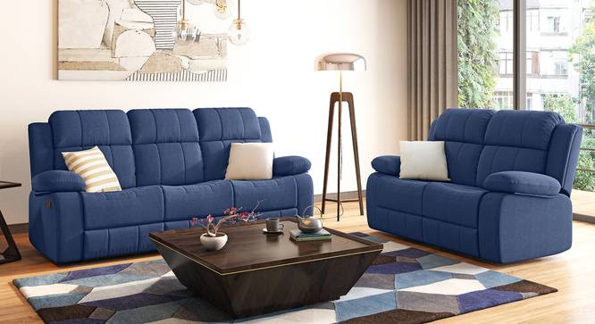 Griffin Recliner (Three Seater, Lapis Blue Fabric) by Urban Ladder - Full View - 332302