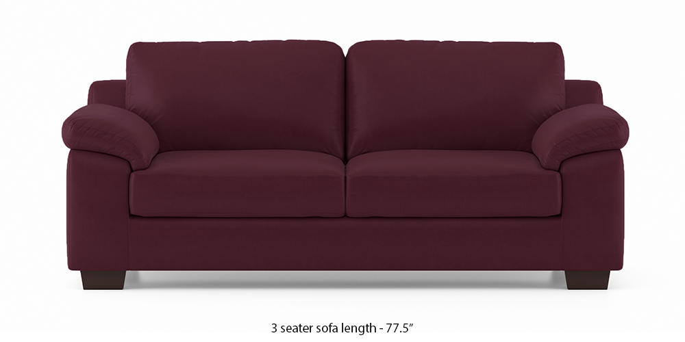 Esquel Leatherette Sofa (Burgundy) (3-seater Custom Set - Sofas, None Standard Set - Sofas, Burgundy, Leatherette Sofa Material, Regular Sofa Size, Regular Sofa Type) by Urban Ladder - - 332536