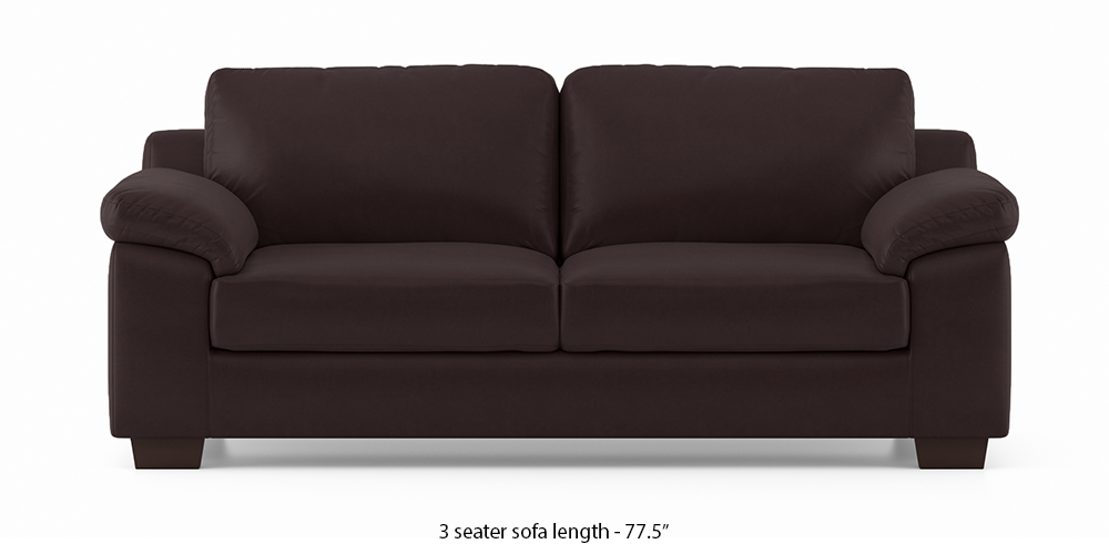 Esquel Leatherette Sofa (Chocolate) (Chocolate, 3-seater Custom Set - Sofas, None Standard Set - Sofas, Leatherette Sofa Material, Regular Sofa Size, Regular Sofa Type) by Urban Ladder - - 332568