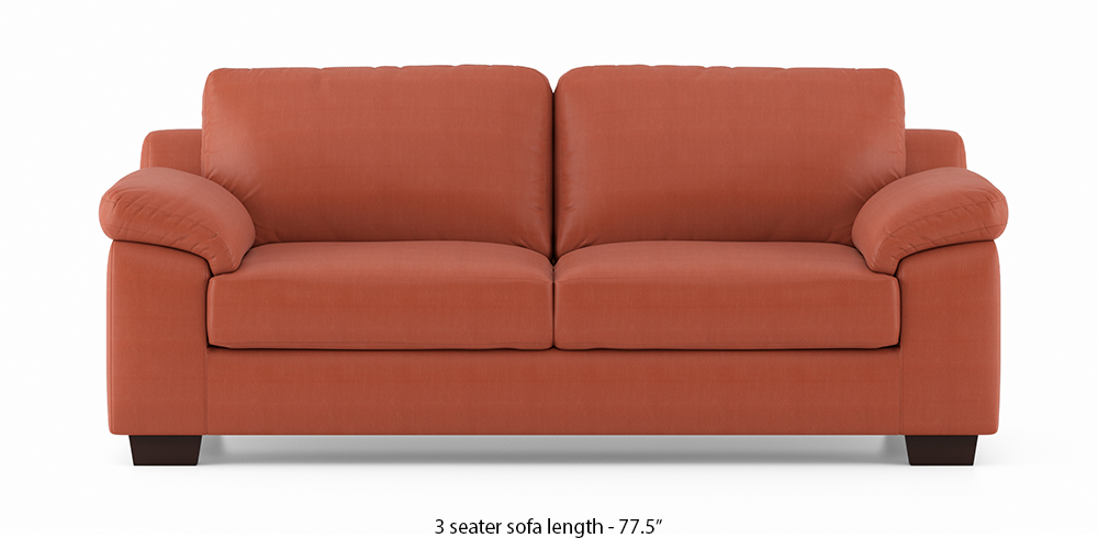 Esquel Leatherette Sofa (Tan) (Tan, 3-seater Custom Set - Sofas, None Standard Set - Sofas, Leatherette Sofa Material, Regular Sofa Size, Regular Sofa Type) by Urban Ladder - - 332581