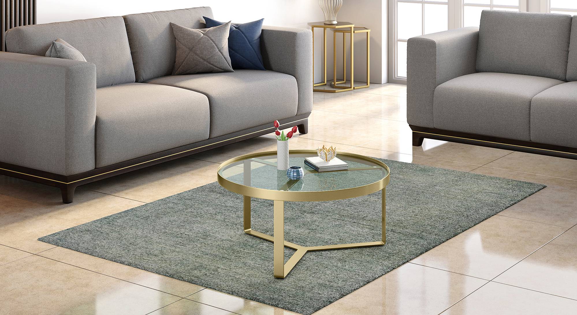 Voltaire Round Metal Coffee Table in Antique Brass Finish Urban Ladder