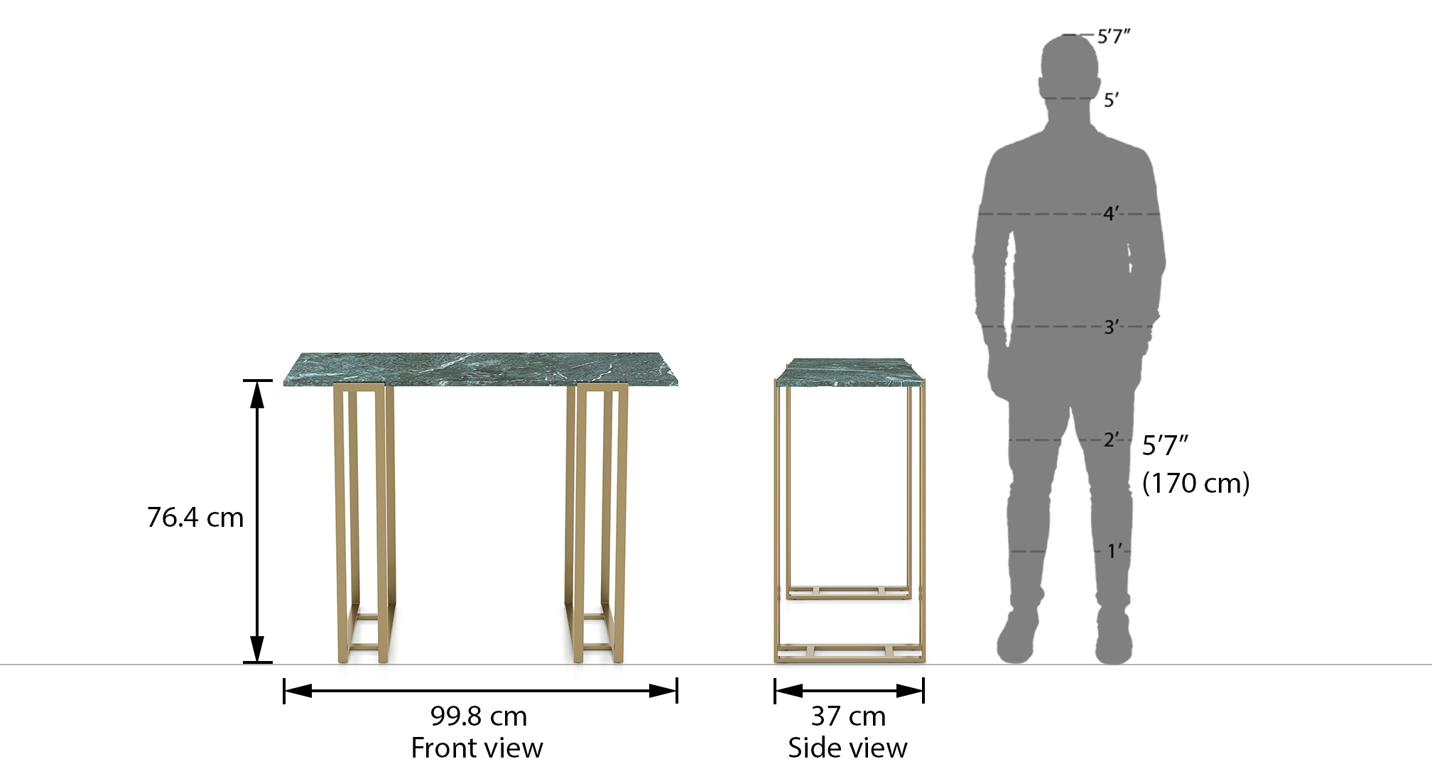 Osiris console table colour green dim3