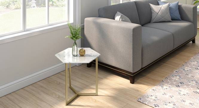 Hexa Marble Side Table (Brass Finish) by Urban Ladder - Design 1 Full View - 333335