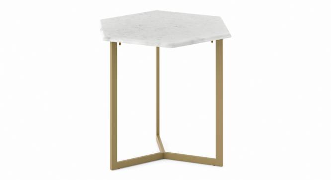 Hexa Marble Side Table (Brass Finish) by Urban Ladder - Front View Design 1 - 333336