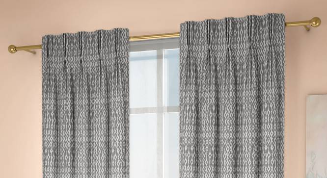 Arygyle Door Curtains - Set Of 2 (Grey, 71 x 213 cm (28"x84")  Curtain Size, American Pleat) by Urban Ladder - Design 1 Full View - 334006