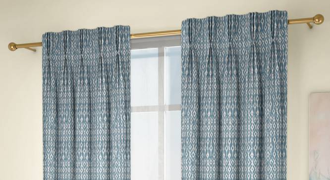 Arygyle Door Curtains - Set Of 2 (Blue, 71 x 213 cm (28"x84")  Curtain Size, American Pleat) by Urban Ladder - Design 1 Full View - 334008