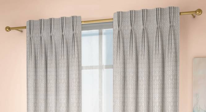 Arygyle Door Curtains - Set Of 2 (Cream, 71 x 274 cm (28"x108")  Curtain Size, American Pleat) by Urban Ladder - Design 1 Full View - 334012