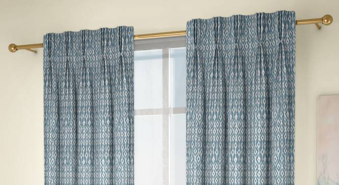 Arygyle Door Curtains - Set Of 2 (Blue, 71 x 274 cm (28"x108")  Curtain Size, American Pleat) by Urban Ladder - Design 1 Full View - 334013