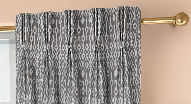 Arygyle Door Curtains - Set Of 2 (Grey, 71 x 213 cm (28"x84")  Curtain Size, American Pleat) by Urban Ladder - Front View Design 1 - 334015