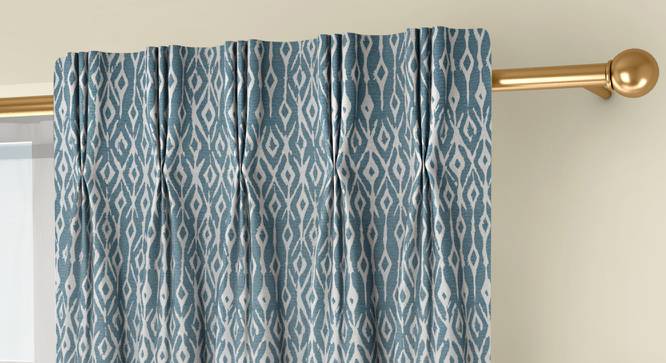 Arygyle Door Curtains - Set Of 2 (Blue, 71 x 274 cm (28"x108")  Curtain Size, American Pleat) by Urban Ladder - Front View Design 1 - 334022