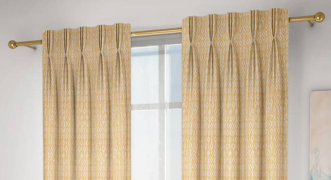 Arygyle Door Curtains - Set Of 2 (Yellow, 71 x 213 cm (28"x84")  Curtain Size, American Pleat) by Urban Ladder - Design 1 Full View - 334060