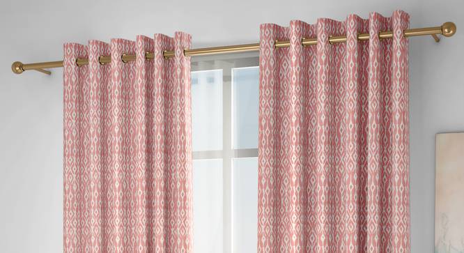Arygyle Door Curtains - Set Of 2 (Pink, 112 x 213 cm  (44" x 84") Curtain Size) by Urban Ladder - Design 1 Full View - 334061