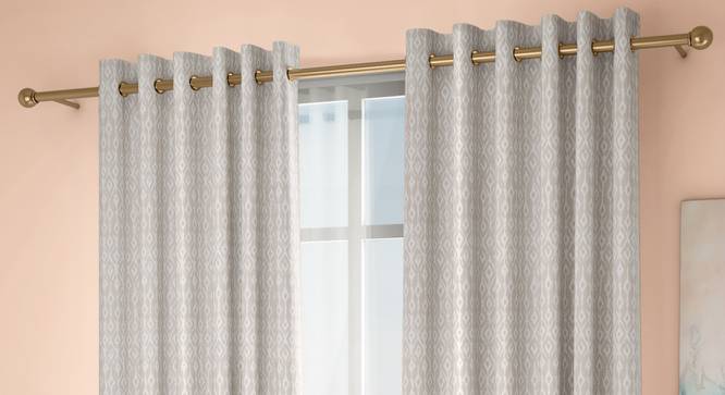 Arygyle Door Curtains - Set Of 2 (Cream, 132 x 213 cm  (52" x 84") Curtain Size, Eyelet Pleat) by Urban Ladder - Design 1 Full View - 334063